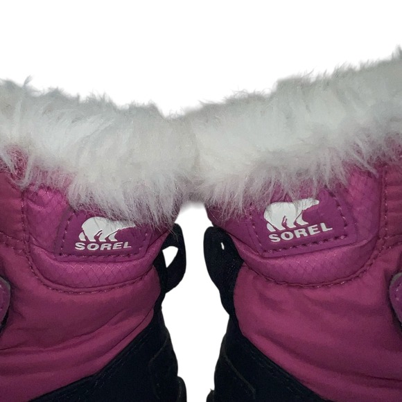 Sorel Pink Winter Snow Boots Fur Trim Waterproof Baby Girl Size 6 Toddler - Picture 4 of 9